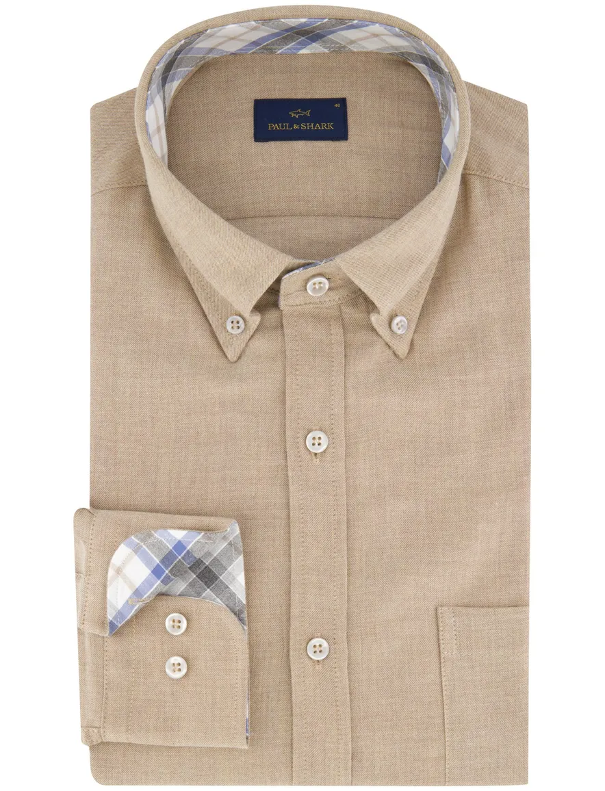 Paul & Shark overhemd beige met borstzak