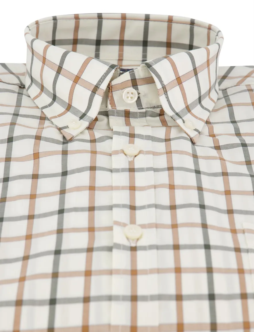 Paul & Shark overhemd creme geruit button-down
