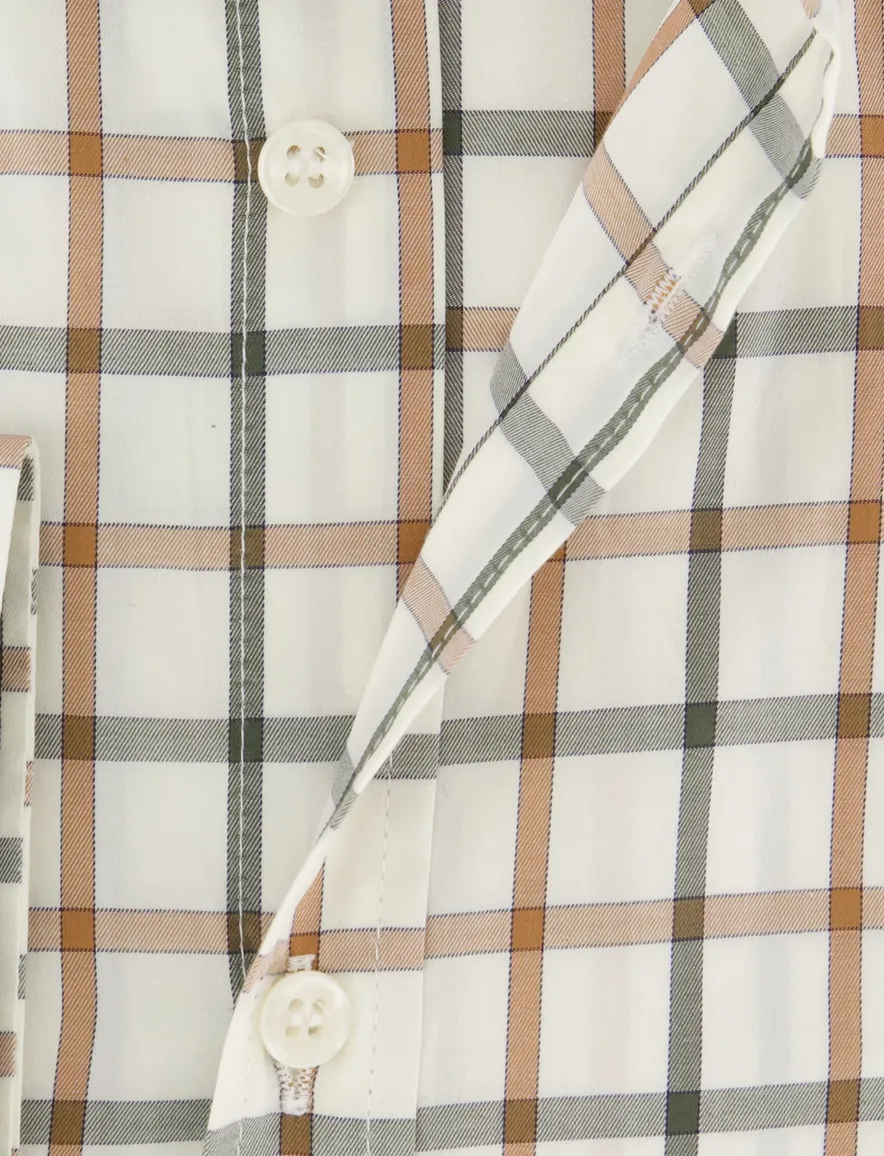 Paul & Shark overhemd creme geruit button-down