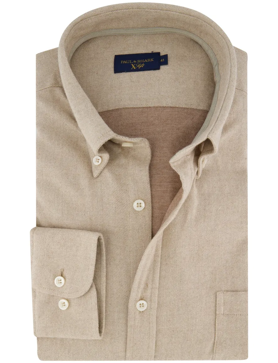 Paul & Shark overhemd beige wijde fit