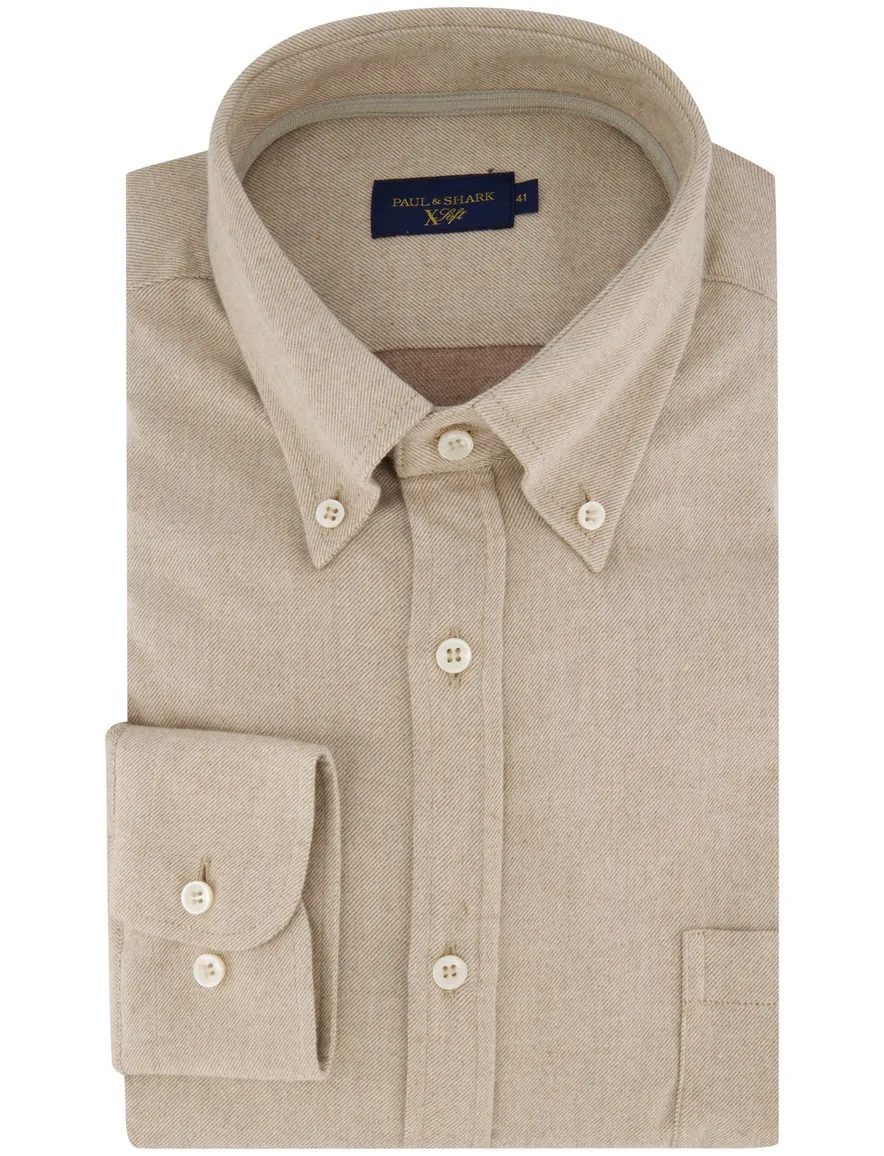 Paul & Shark overhemd beige wijde fit