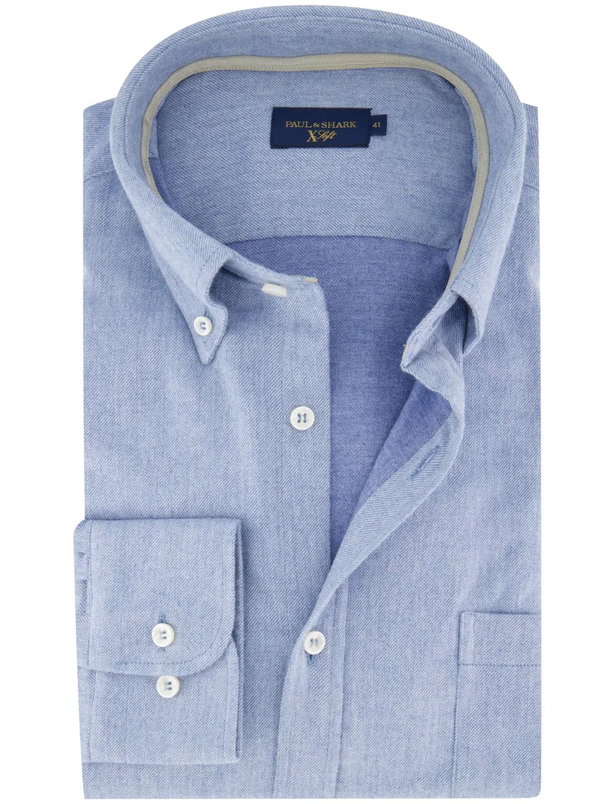 Paul & Shark overhemd blauw katoen effen