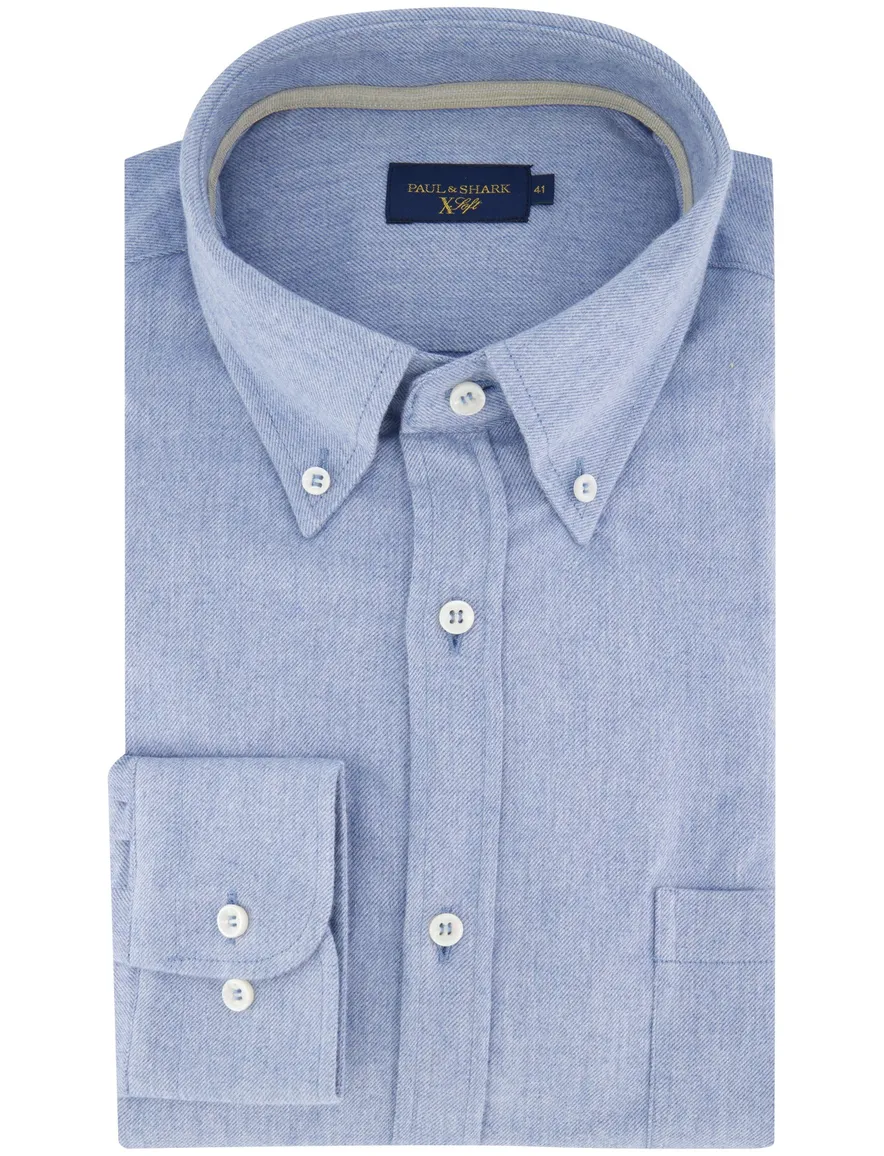 Paul & Shark overhemd blauw katoen effen