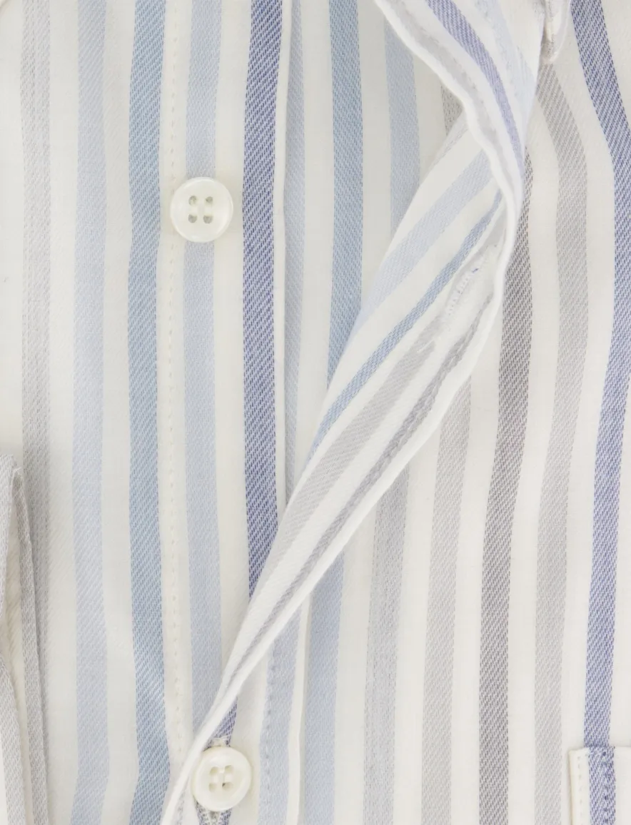 Paul & Shark overhemd blauw grijs gestreept katoen