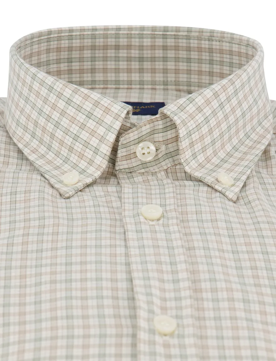 Paul & Shark overhemd beige groen geruit