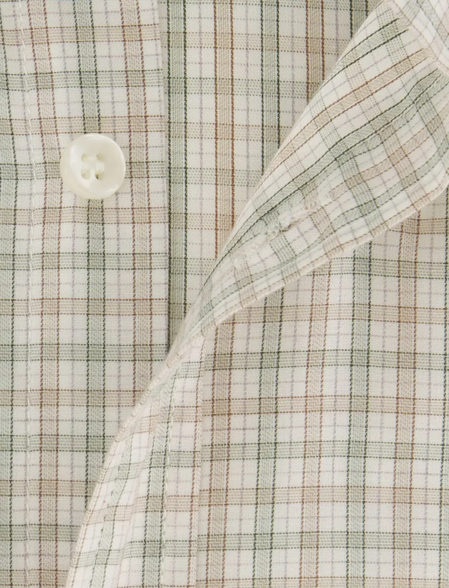 Paul & Shark overhemd beige groen geruit