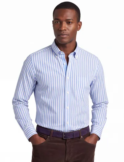 Paul & Shark Paul & Shark overhemd blauw wit gestreept katoen wijde fit