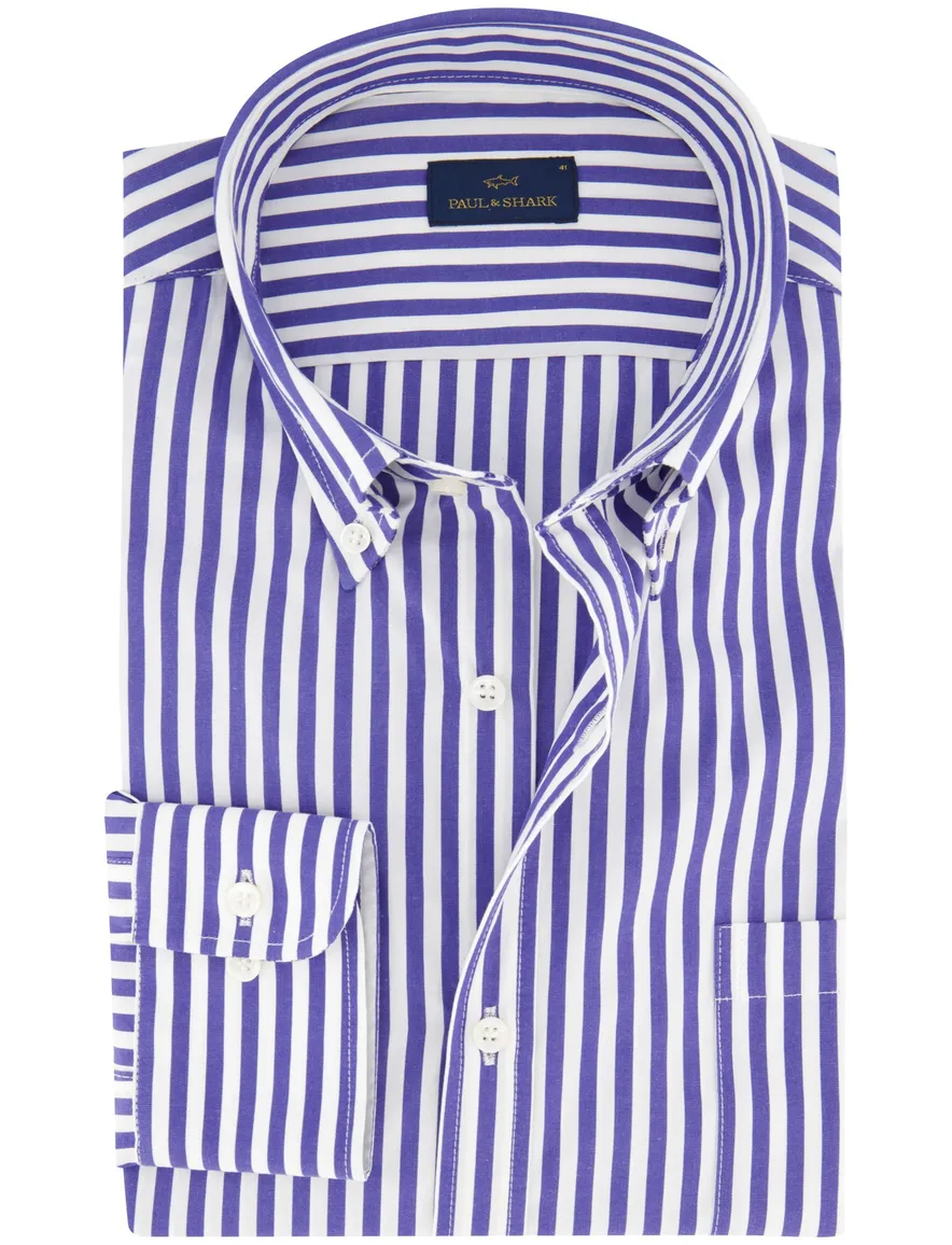 Paul & Shark overhemd blauw gestreept