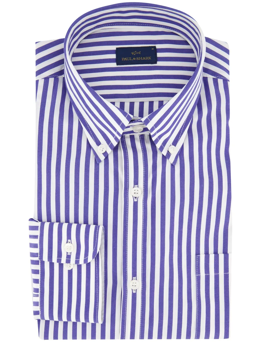 Paul & Shark overhemd blauw gestreept