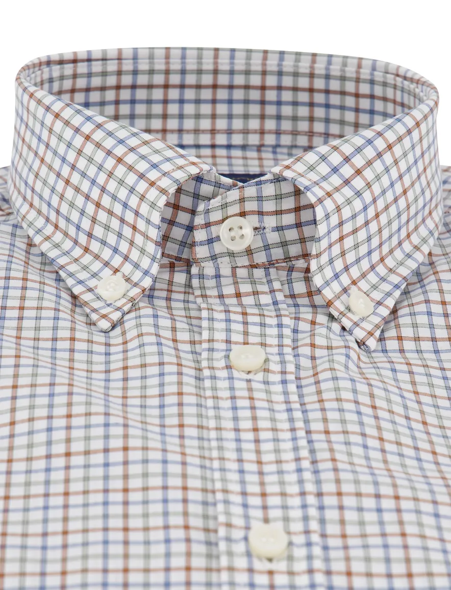 Paul & Shark overhemd blauw geruit katoen