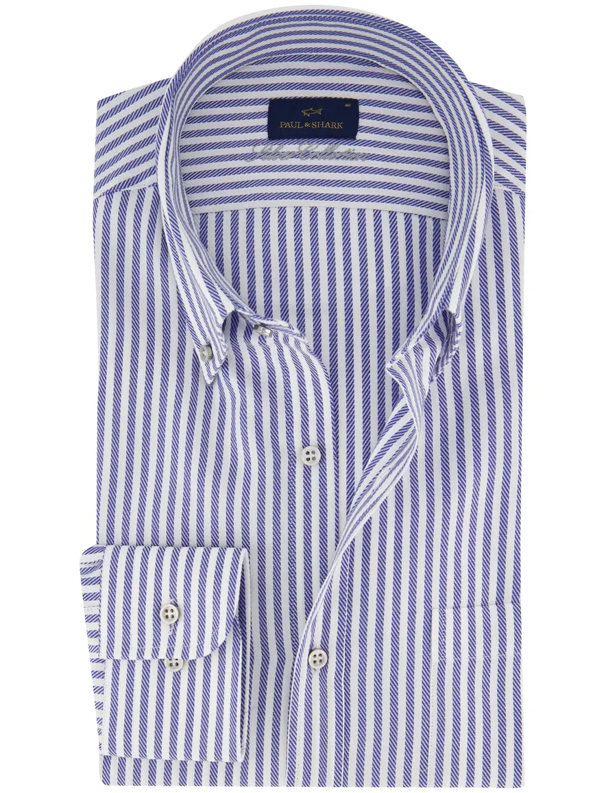 Paul & Shark overhemd blauw borstzak button-down collar