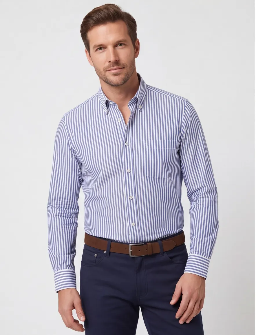 Paul & Shark overhemd blauw borstzak button-down collar