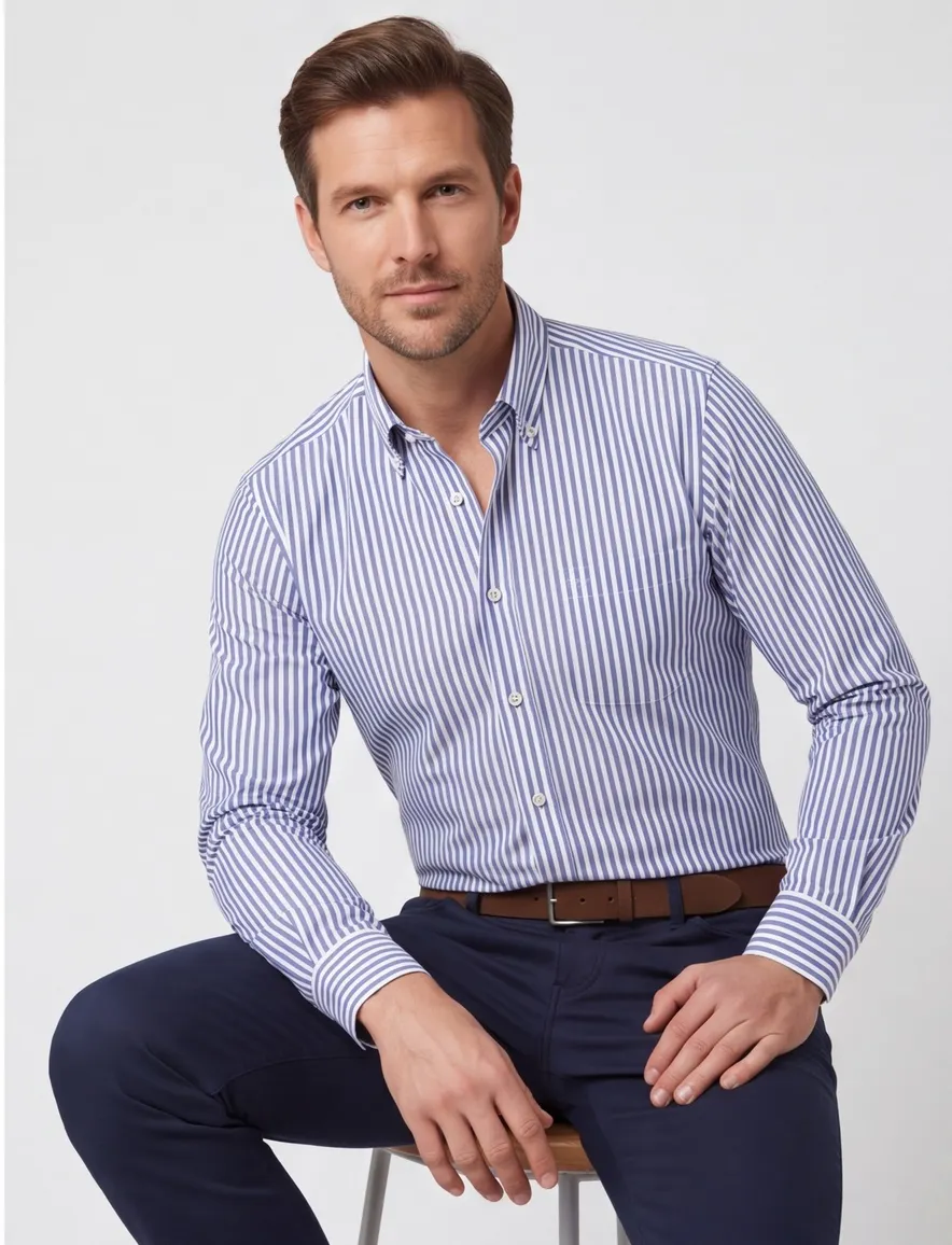 Paul & Shark overhemd blauw borstzak button-down collar