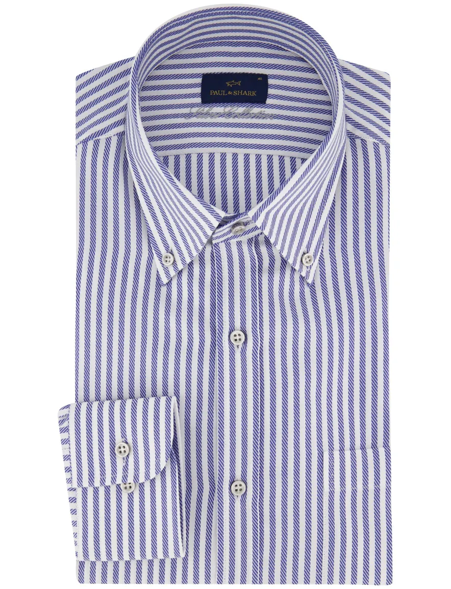 Paul & Shark overhemd blauw borstzak button-down collar
