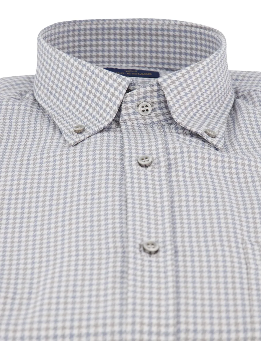 Paul & Shark overhemd blauw geprint button-down collar