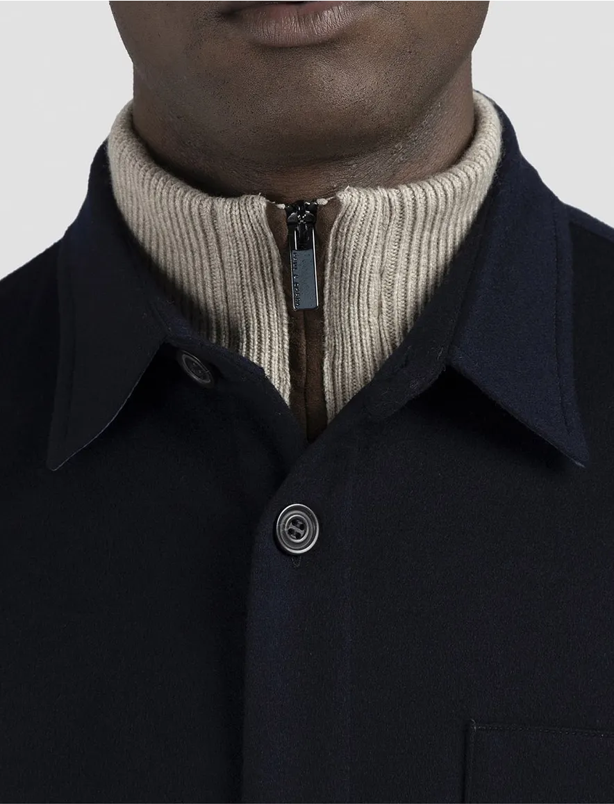 Paul & Shark overshirt donkerblauw kasjmier