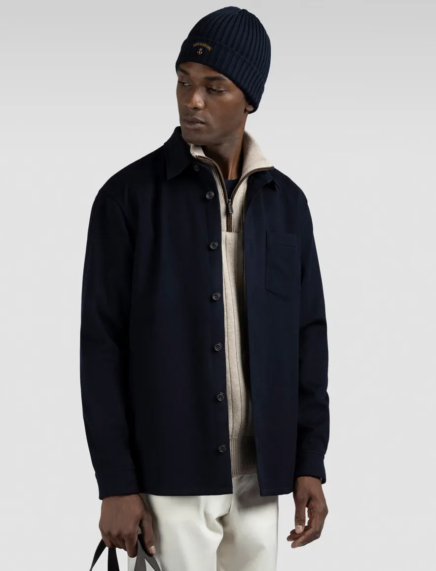 Paul & Shark overshirt donkerblauw kasjmier