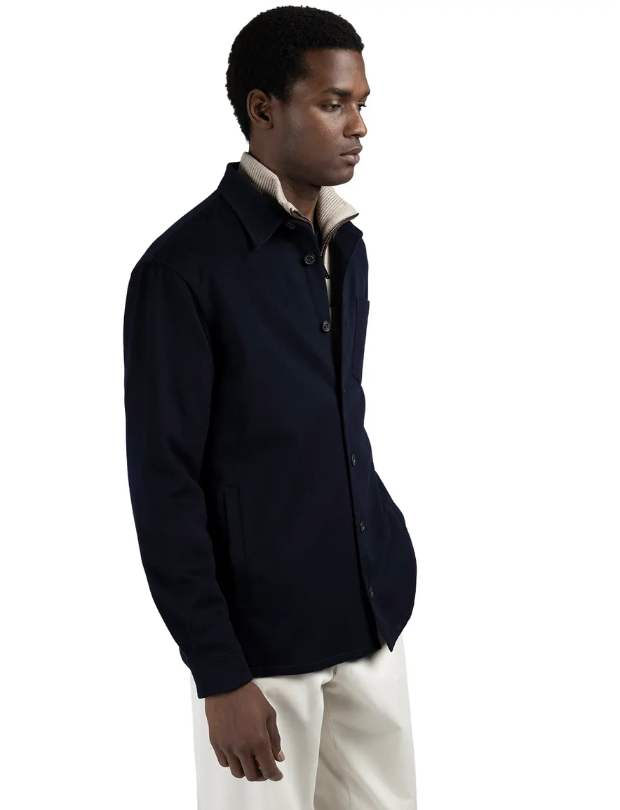 Paul & Shark overshirt donkerblauw kasjmier
