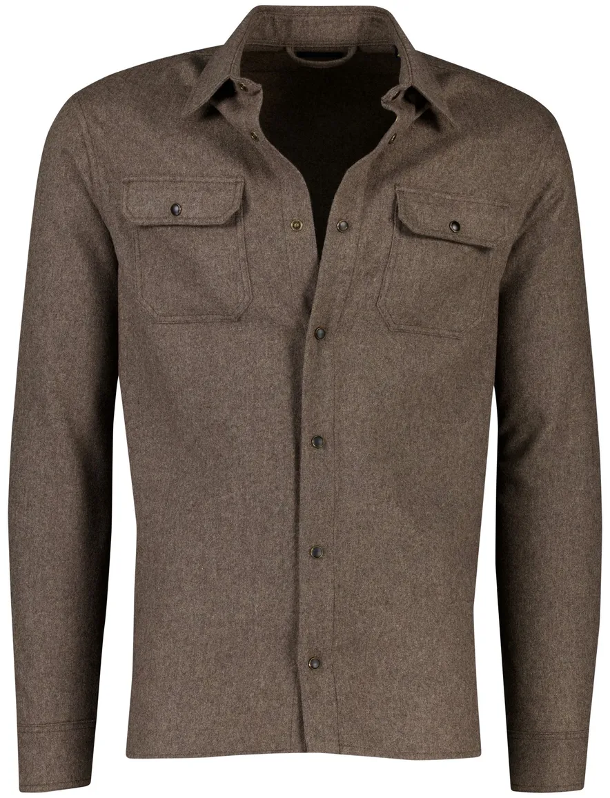 Paul & Shark overshirt bruin wol effen