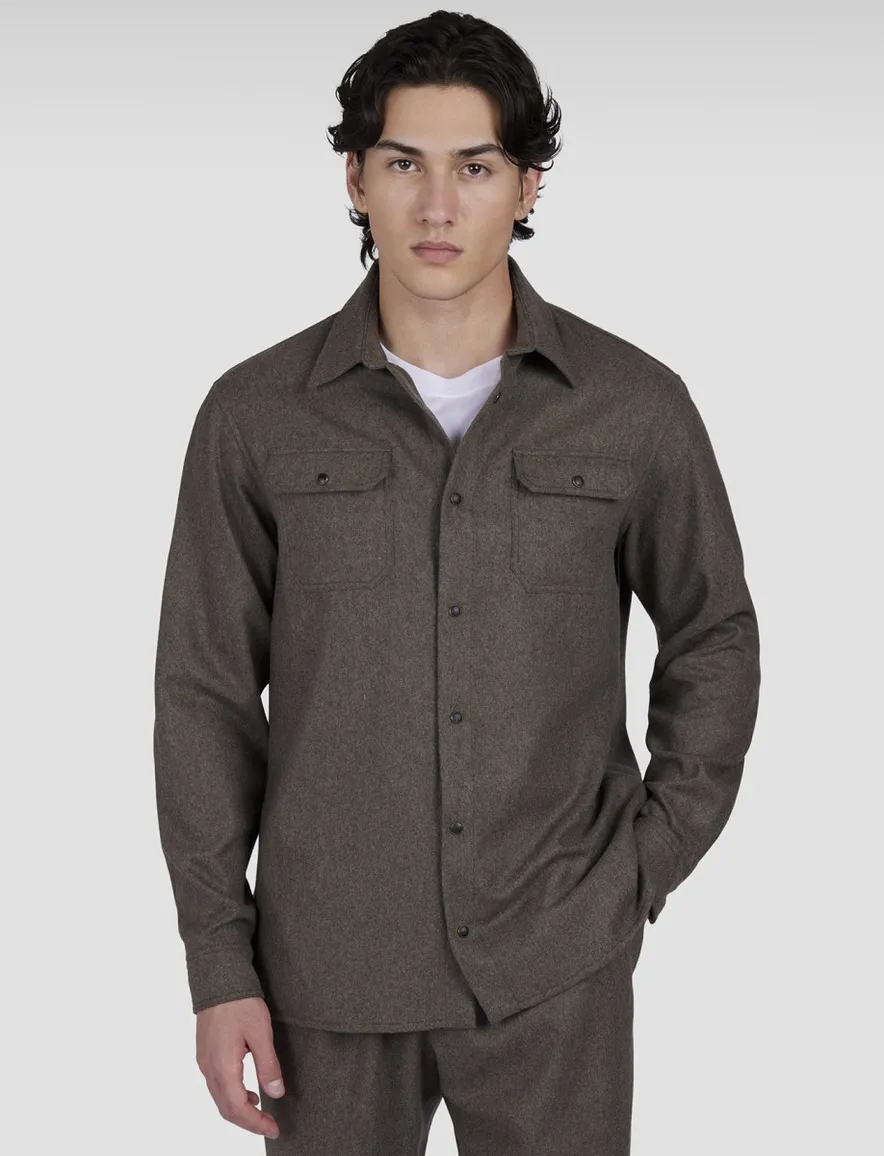 Paul & Shark overshirt bruin wol effen