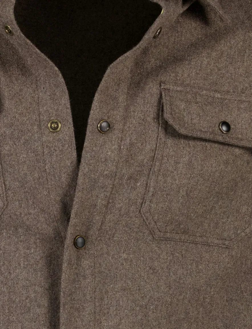 Paul & Shark overshirt bruin wol effen