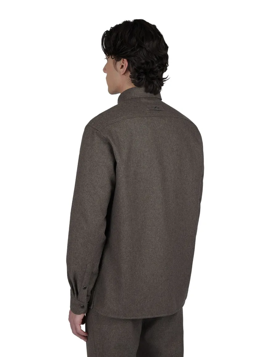 Paul & Shark overshirt bruin wol effen