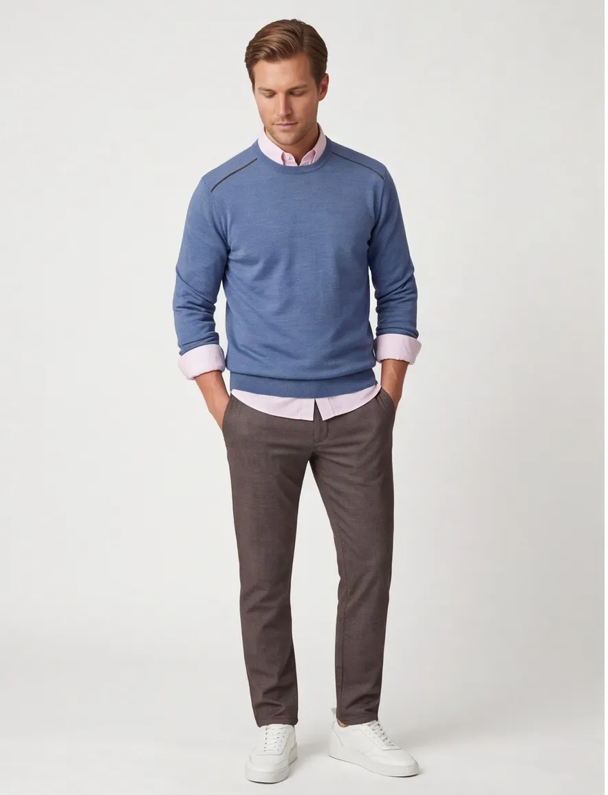 Paul & Shark trui ronde hals scheerwol blauw