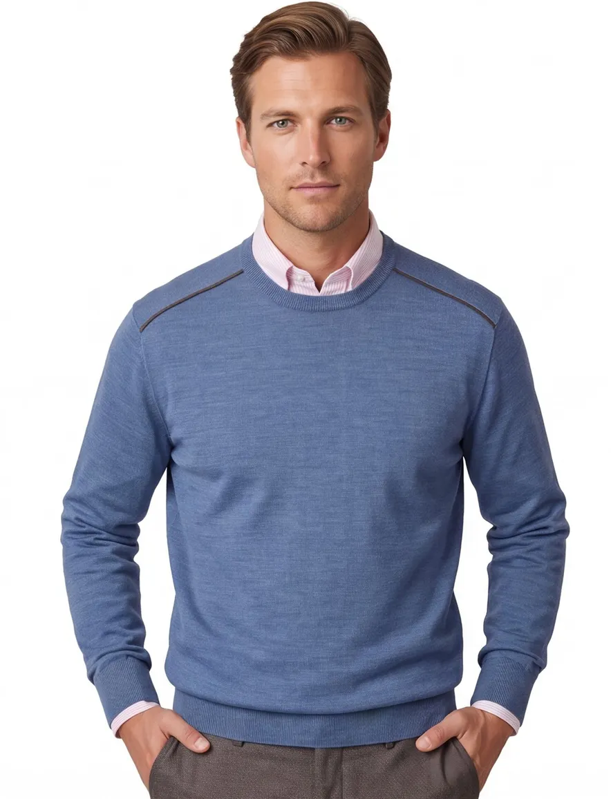 Paul & Shark trui ronde hals scheerwol blauw