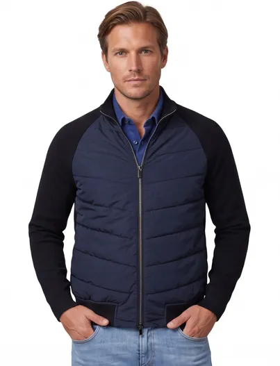Paul & Shark Paul & Shark lamswollen vest groen rits wijde fit