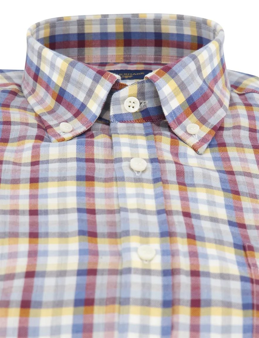 Paul & Shark overhemd geruit rood blauw katoen