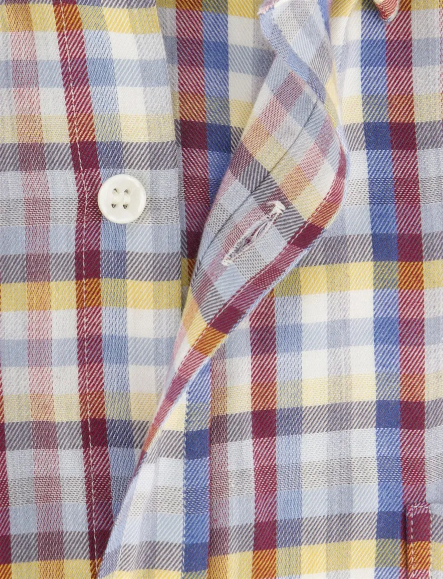 Paul & Shark overhemd geruit rood blauw katoen