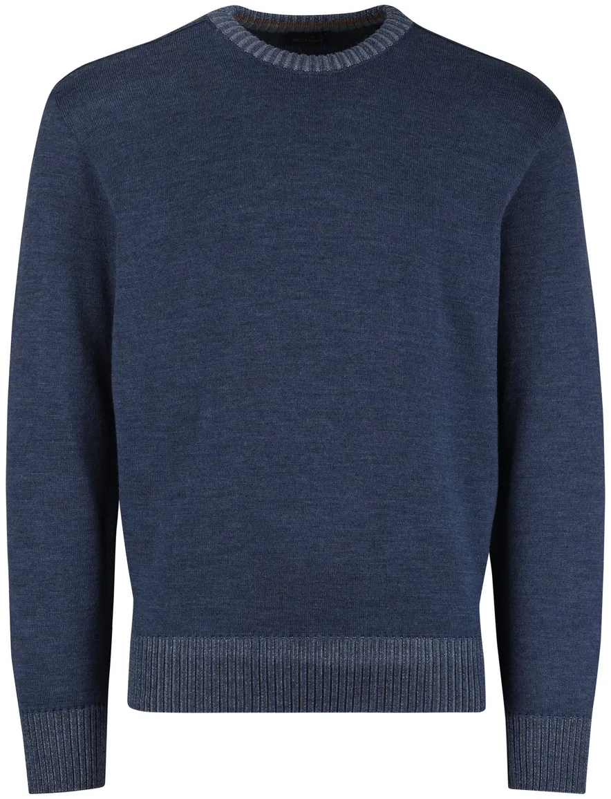 Paul & shark trui gemeleerd lamswol blauw wijde fit