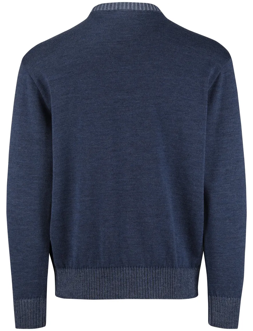 Paul & shark trui gemeleerd lamswol blauw wijde fit