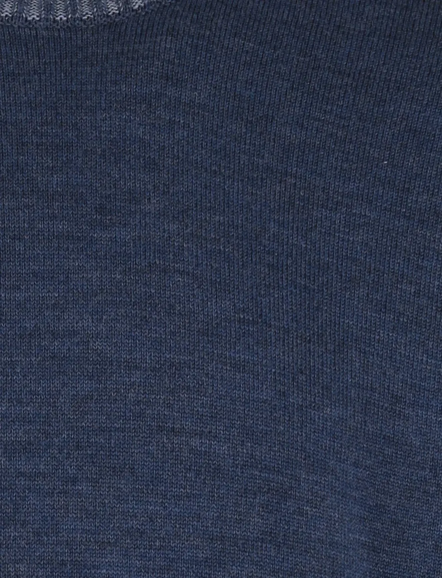 Paul & shark trui gemeleerd lamswol blauw wijde fit