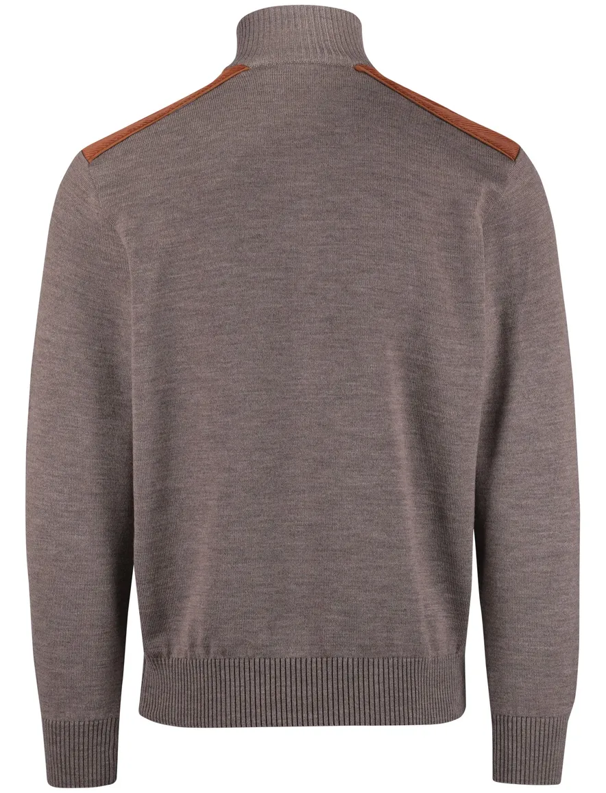 Paul & shark trui half zip lamswol bruin