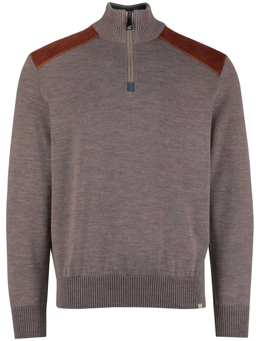 Paul & shark trui half zip lamswol bruin