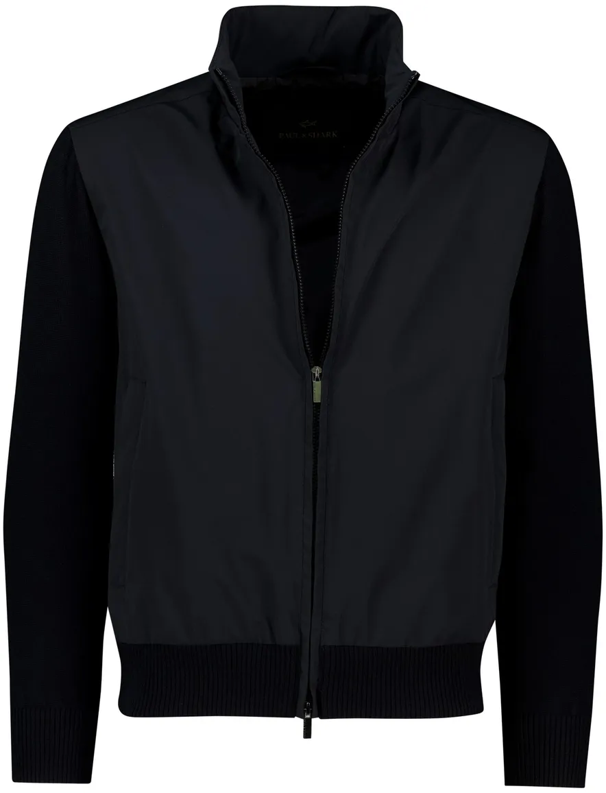 Paul & Shark tussenjas navy 4x4 Stretch hoge hals effen