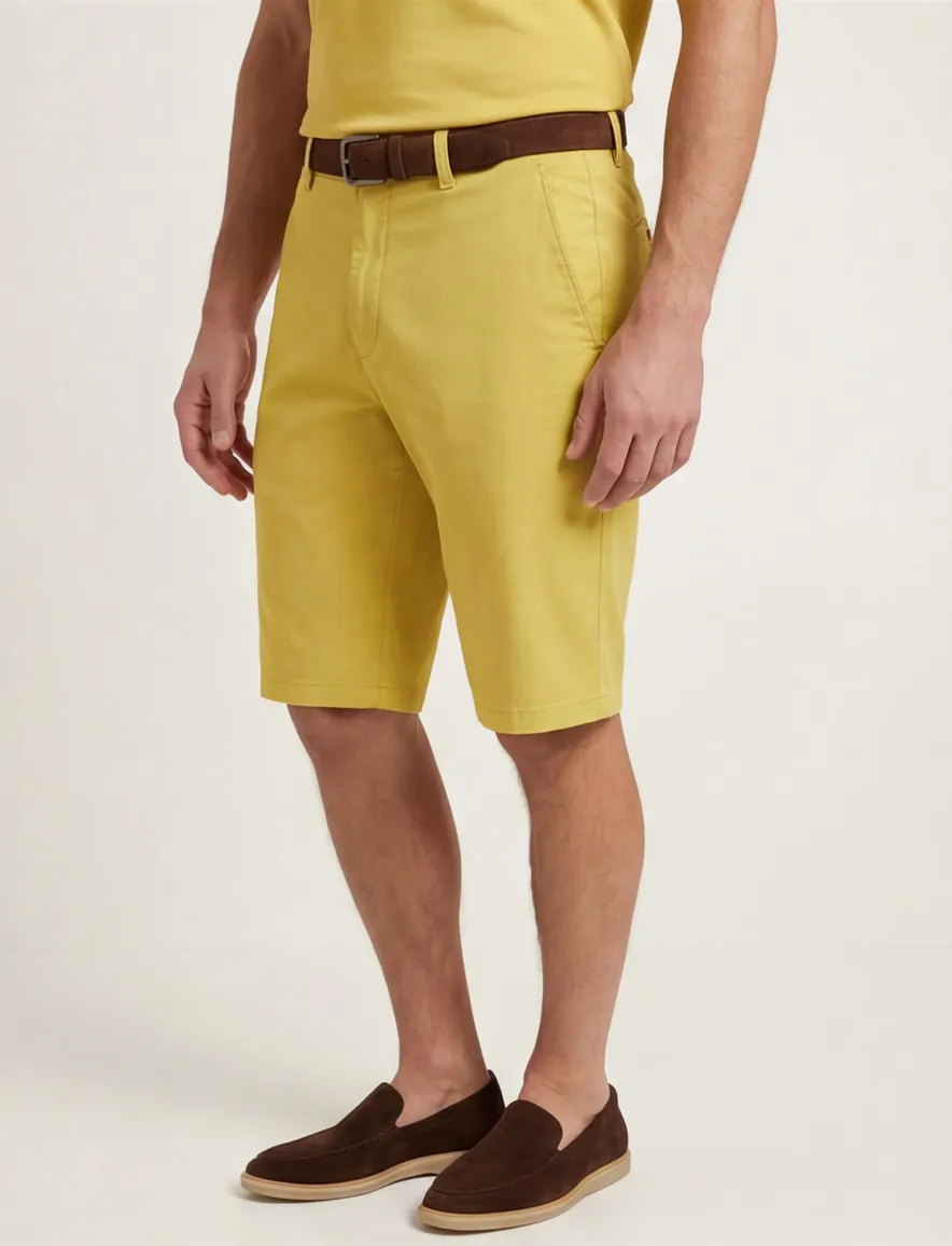 Meyer Bermuda geel B-palma regular fit effen
