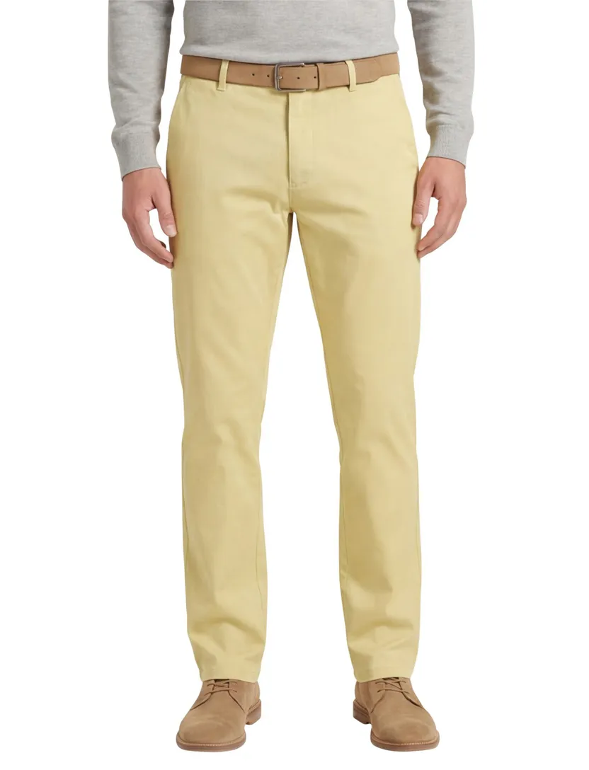 Meyer Rio Pantalon chino geel katoen perfect fit zonder omslag