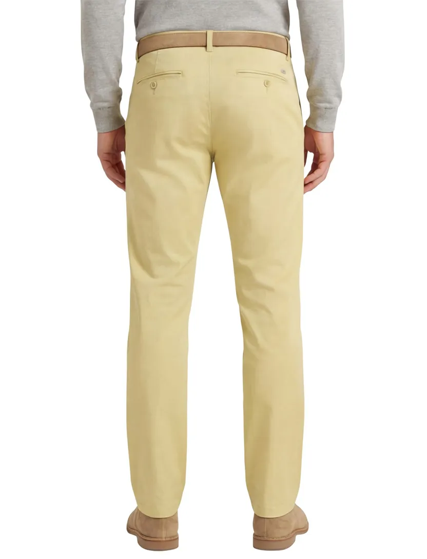 Meyer Rio Pantalon chino geel katoen perfect fit zonder omslag