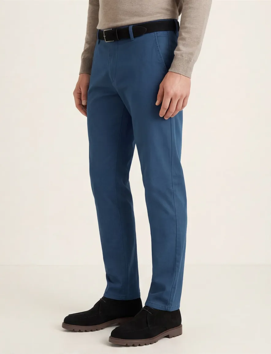 Meyer Pantalon blauw perfect fit katoen