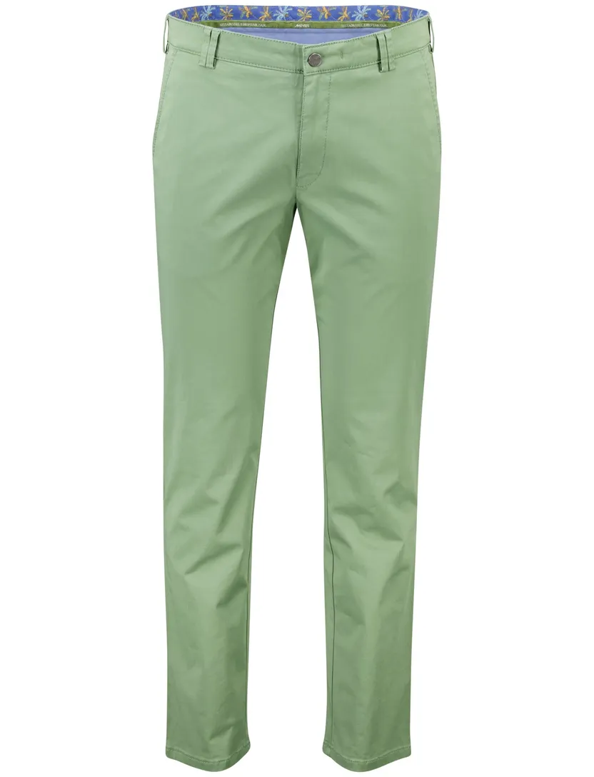 katoenen Meyer pantalon effen groen normale fit