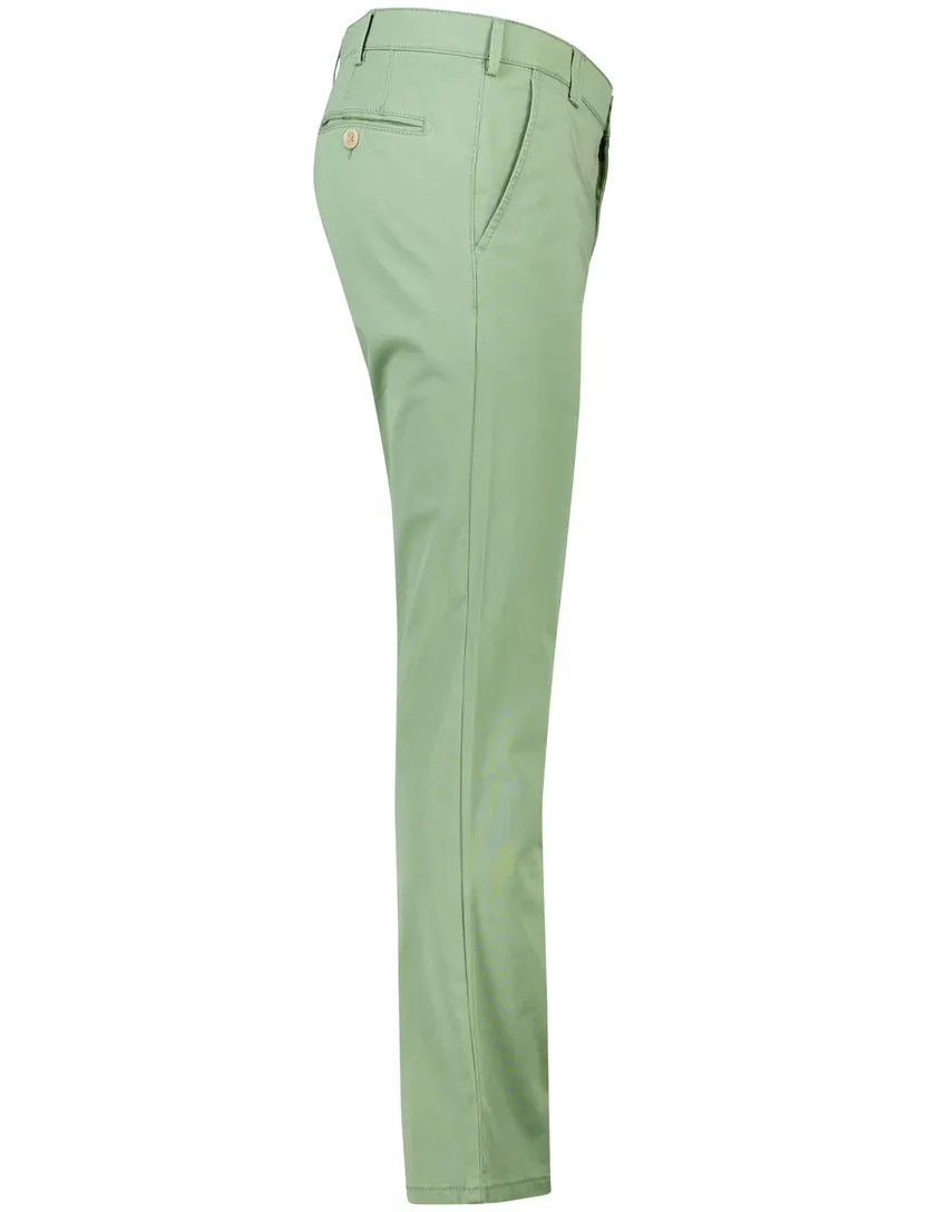 katoenen Meyer pantalon effen groen normale fit