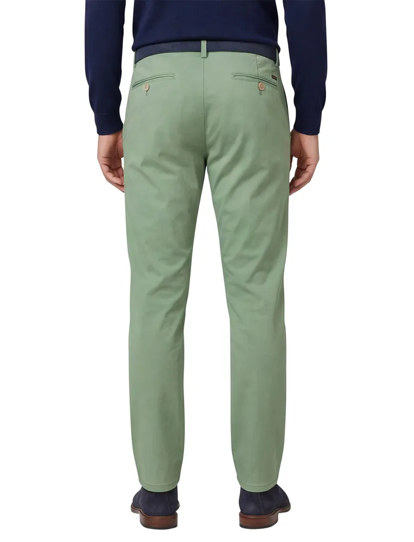 katoenen Meyer pantalon effen groen normale fit