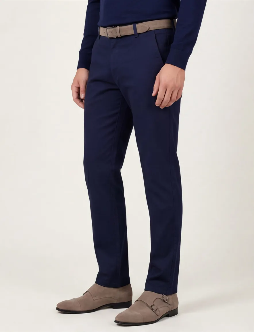 Meyer Rio Pantalon donkerblauw modern fit linnen