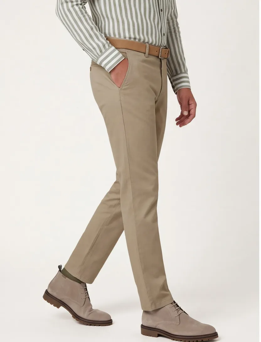 Meyer Pantalon chino Rio bruin perfect fit