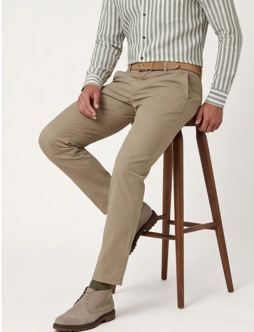 Meyer Pantalon chino Rio bruin perfect fit
