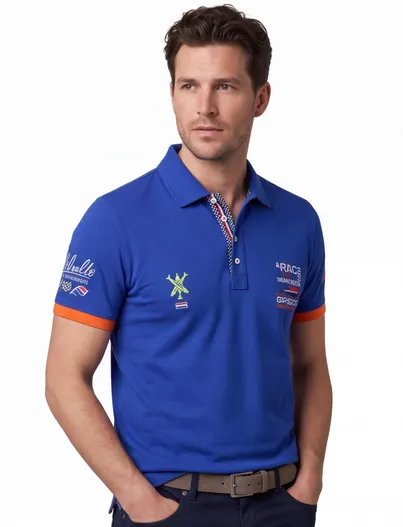 Portofino Portofino Racepolo kobaltblauw korte mouw katoen