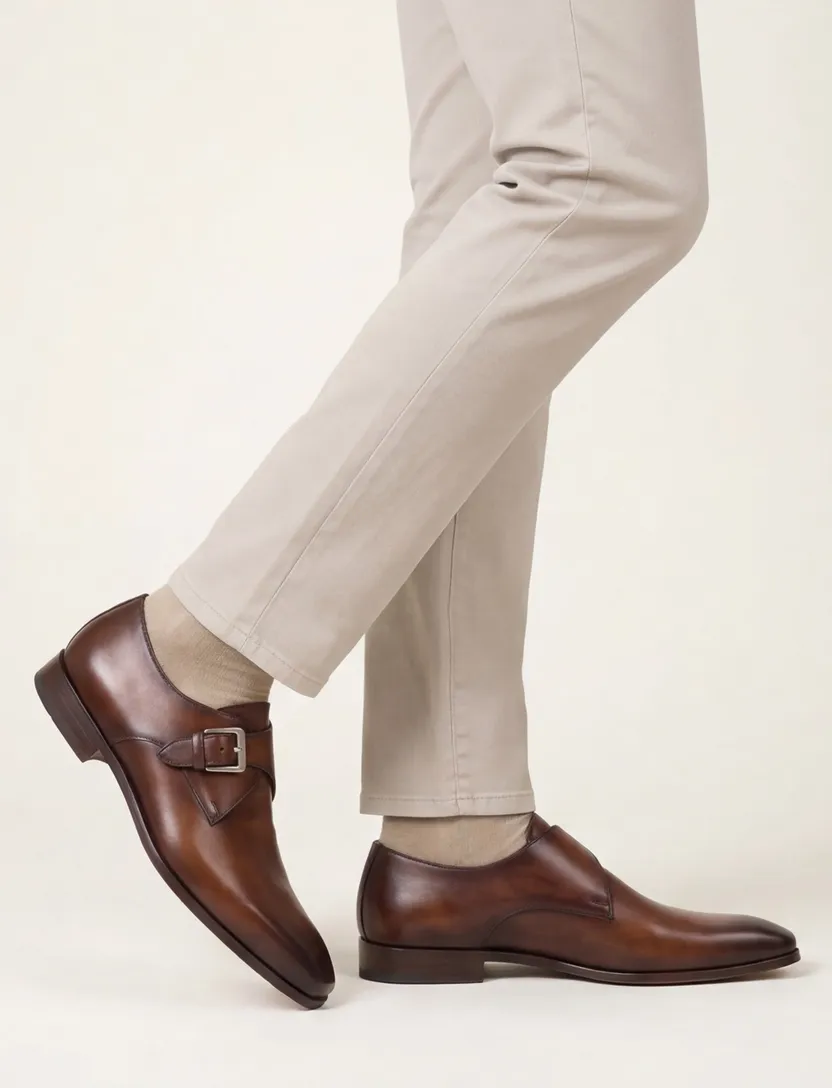 Magnanni schoenen bruin nette schoenen met gesp effen
