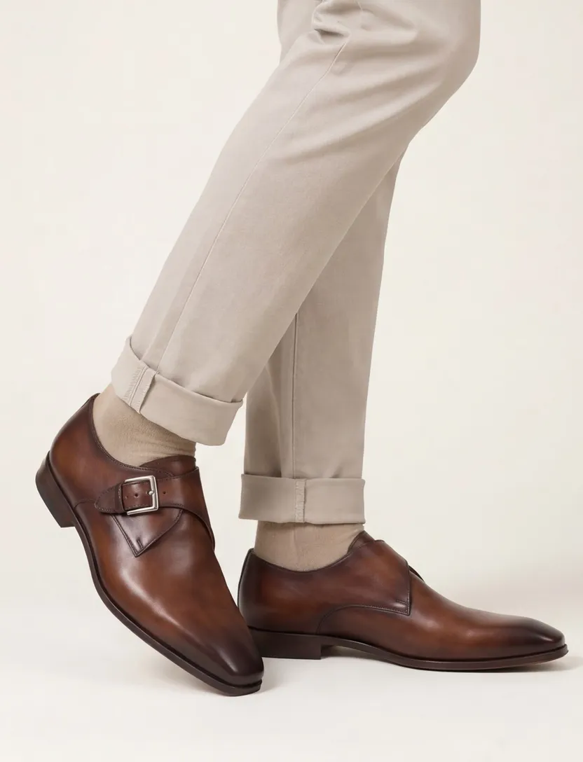 Magnanni schoenen bruin nette schoenen met gesp effen